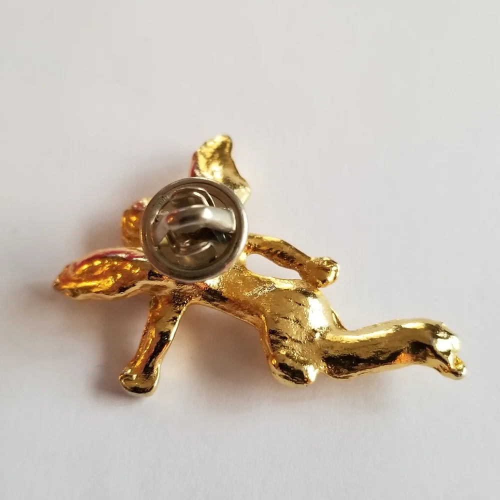 Relisted - Vintage angel brooch pin gold tone cherub on my shoulder religious - Picture 9 of 9